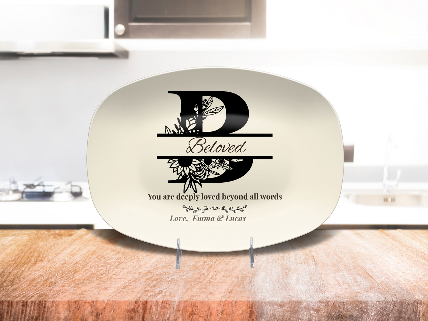 Personalized Monogram Platter Gift for Dad, Custom Name Serving Plate, Unbreakable Keepsake