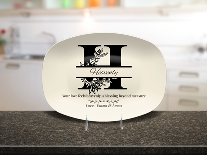 Personalized Monogram Platter Gift for Dad, Custom Name Serving Plate, Unbreakable Keepsake