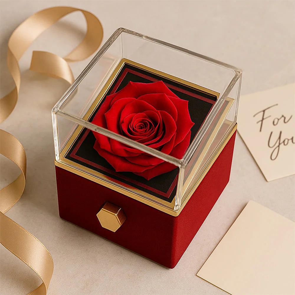 Forever Love Necklace for Her with Rotating Rose Gift Box | Luxury Romantic Gift