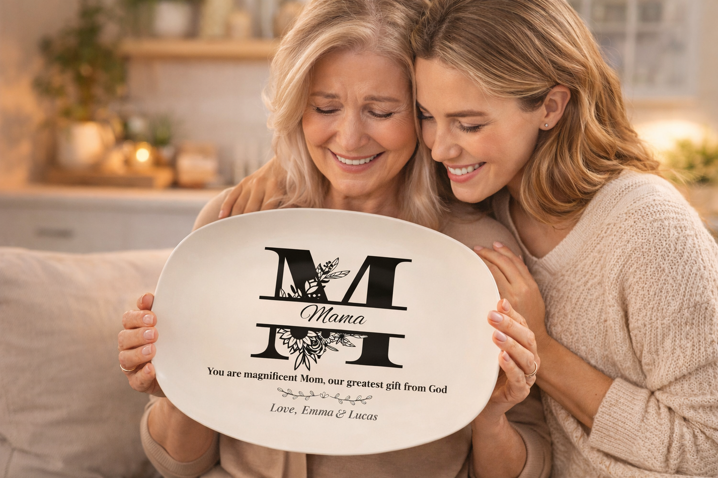 Personalized Monogram Platter Gift for Dad, Custom Name Serving Plate, Unbreakable Keepsake