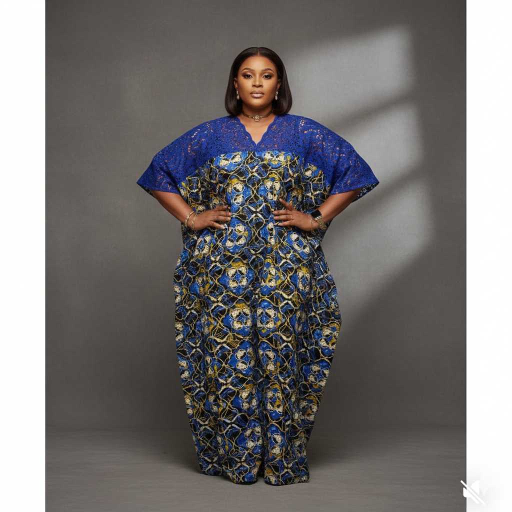 Morẹ́nikẹ́ Dress | Ankara & Dry Lace African Luxury Boubou