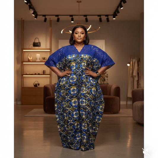Morẹ́nikẹ́ Dress | Ankara & Dry Lace African Luxury Boubou