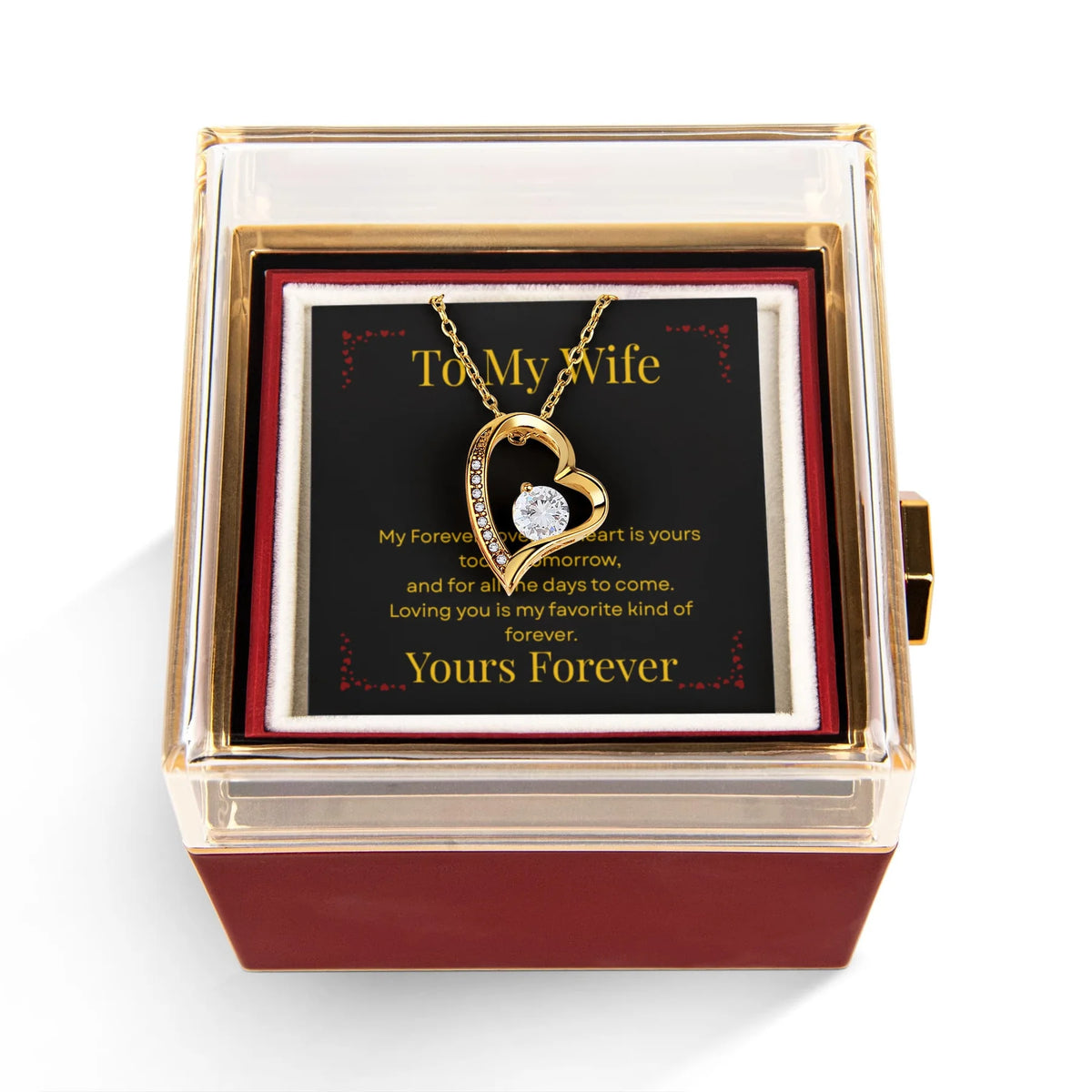 Forever Love Necklace for Her with Rotating Rose Gift Box | Luxury Romantic Gift