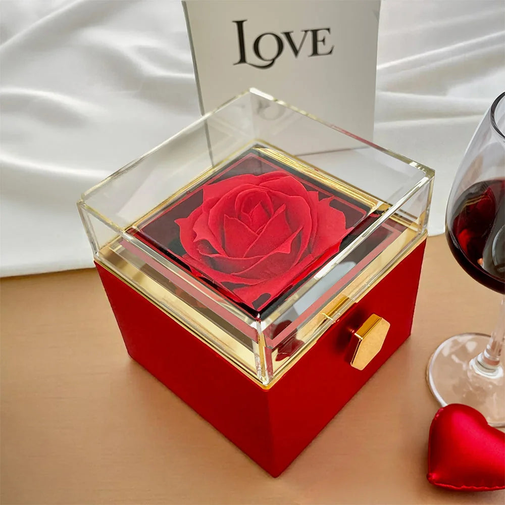 Forever Love Necklace for Her with Rotating Rose Gift Box | Luxury Romantic Gift