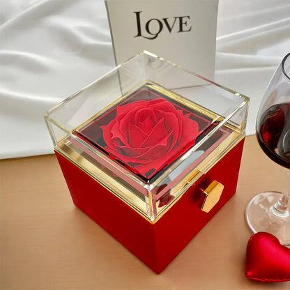 Forever Love Necklace for Her with Rotating Rose Gift Box | Luxury Romantic Gift