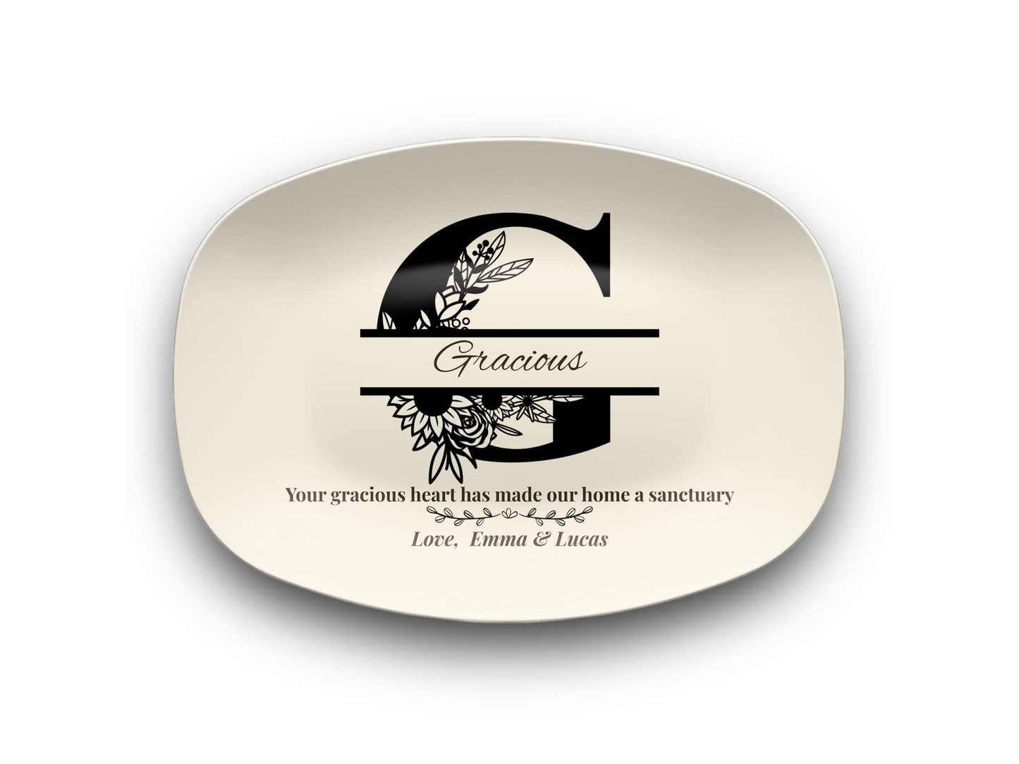 Personalized Monogram Platter Gift for Dad, Custom Name Serving Plate, Unbreakable Keepsake