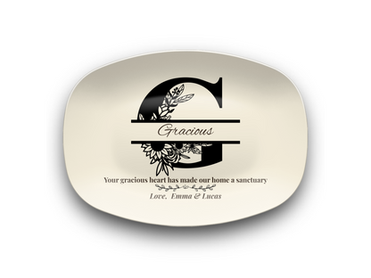 Personalized Monogram Platter Gift for Dad, Custom Name Serving Plate, Unbreakable Keepsake