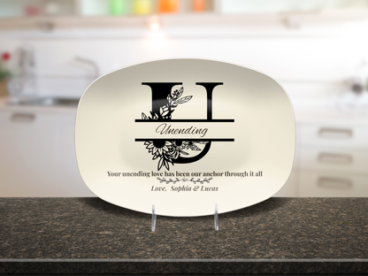 Personalized Monogram Platter Gift for Dad, Custom Name Serving Plate, Unbreakable Keepsake