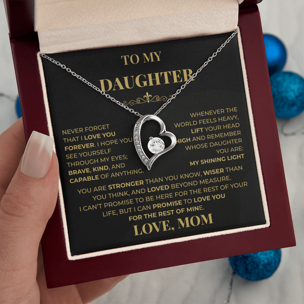 Beautiful Gift for Daughter From Mom "Never Forget That I Love You" Necklace