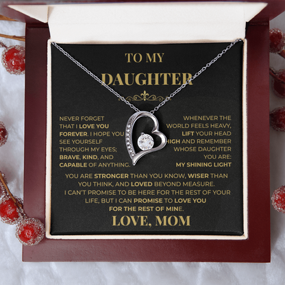 Beautiful Gift for Daughter From Mom "Never Forget That I Love You" Necklace