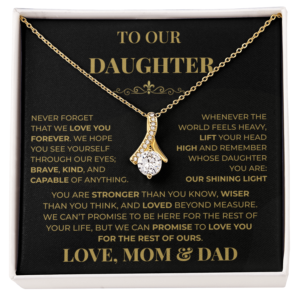 Beautiful Gift for Daughter From Mom & Dad "Never Forget That We Love You" Necklace
