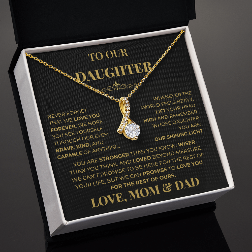 Beautiful Gift for Daughter From Mom & Dad "Never Forget That We Love You" Necklace