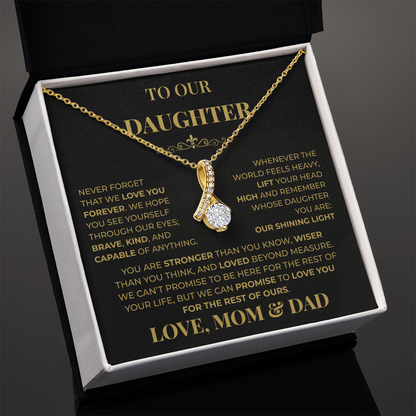 Beautiful Gift for Daughter From Mom & Dad "Never Forget That We Love You" Necklace