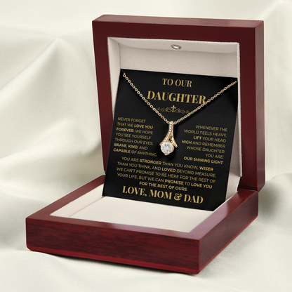 Beautiful Gift for Daughter From Mom & Dad "Never Forget That We Love You" Necklace