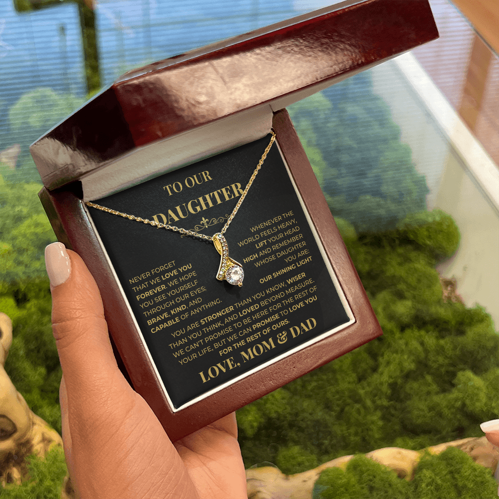 Beautiful Gift for Daughter From Mom & Dad "Never Forget That We Love You" Necklace