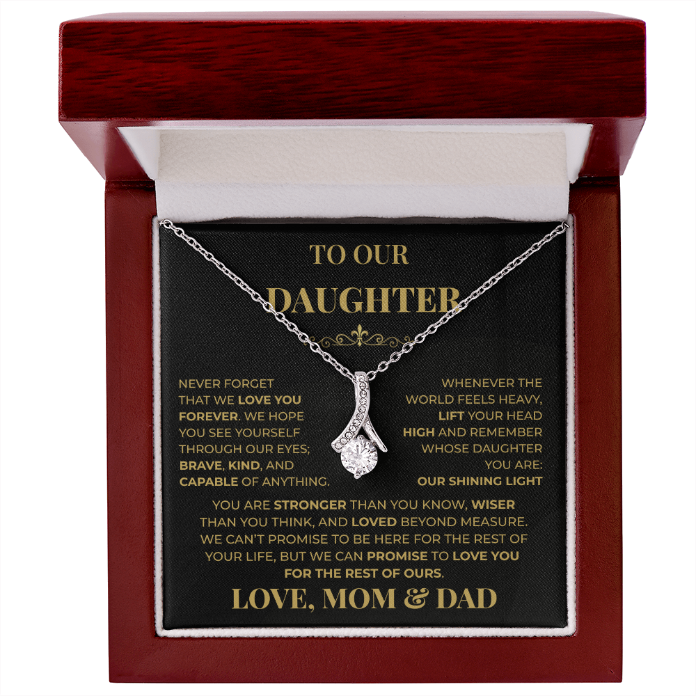 Beautiful Gift for Daughter From Mom & Dad "Never Forget That We Love You" Necklace