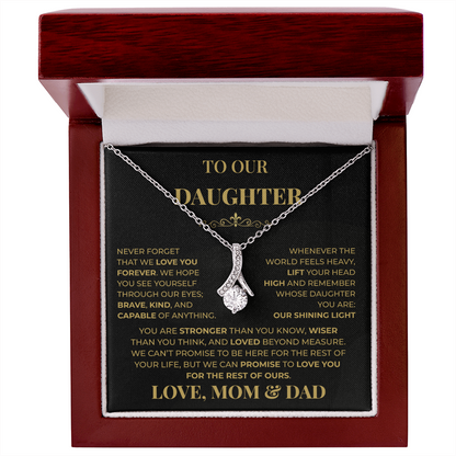 Beautiful Gift for Daughter From Mom & Dad "Never Forget That We Love You" Necklace