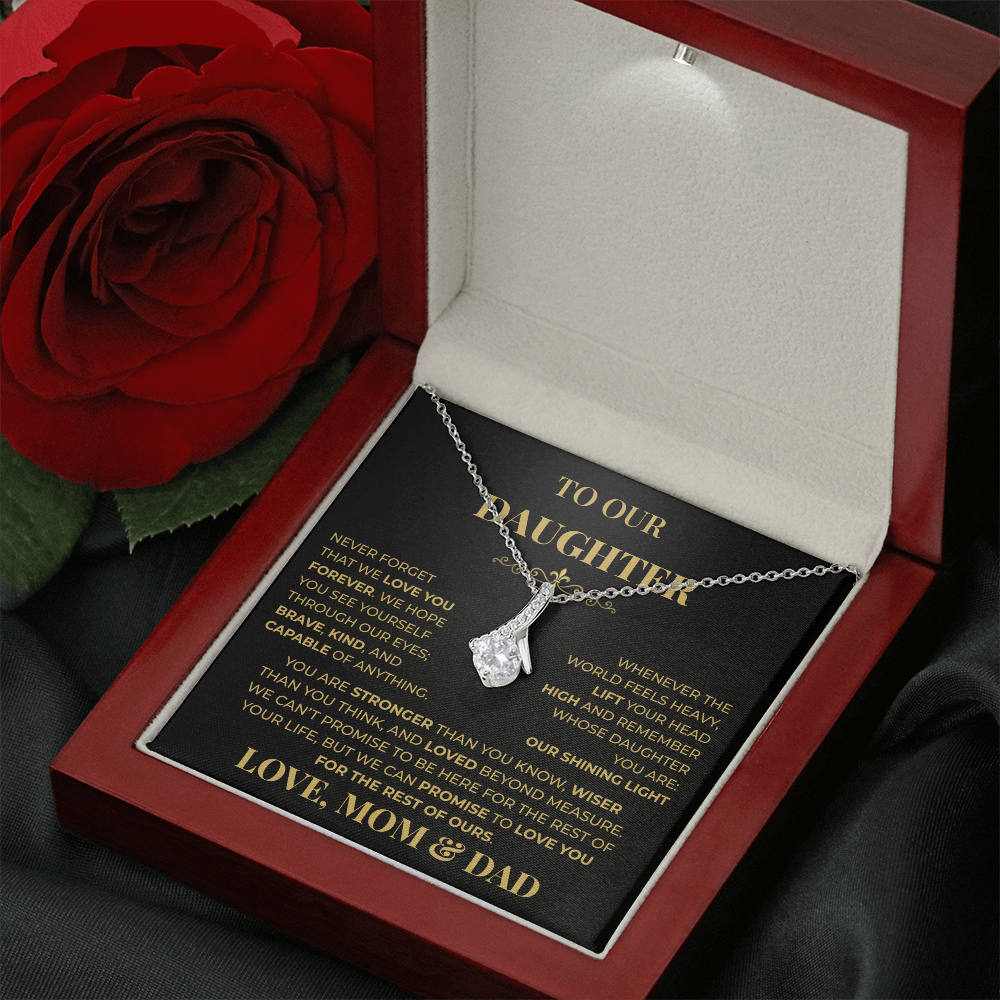 Beautiful Gift for Daughter From Mom & Dad "Never Forget That We Love You" Necklace