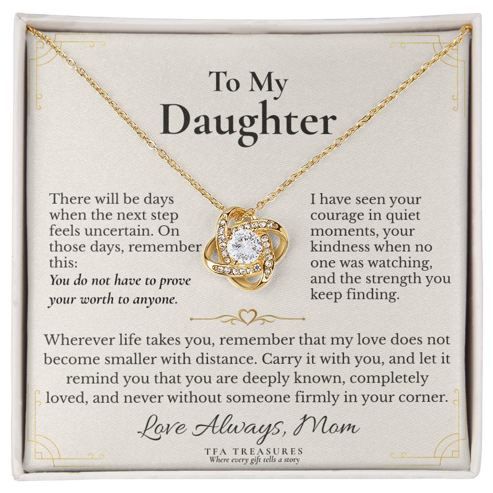 Beautiful Gift  For Daughter From Mom “For the Road Ahead” Love Knot Necklace