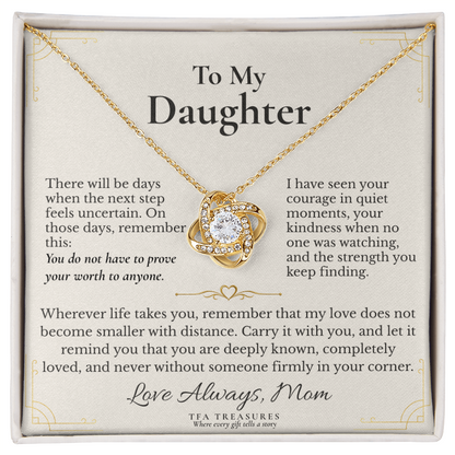 Beautiful Gift  For Daughter From Mom “For the Road Ahead” Love Knot Necklace