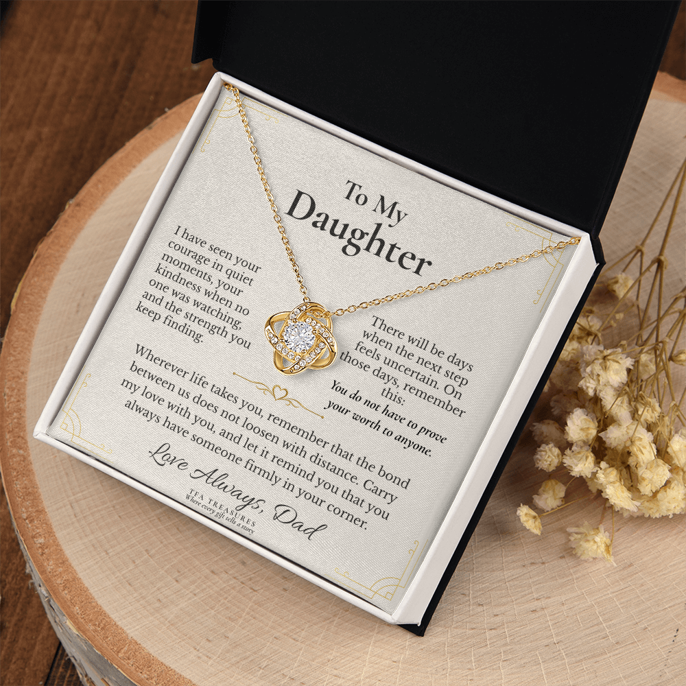 To My Daughter: "For the Road Ahead" Love Knot Necklace — From Dad