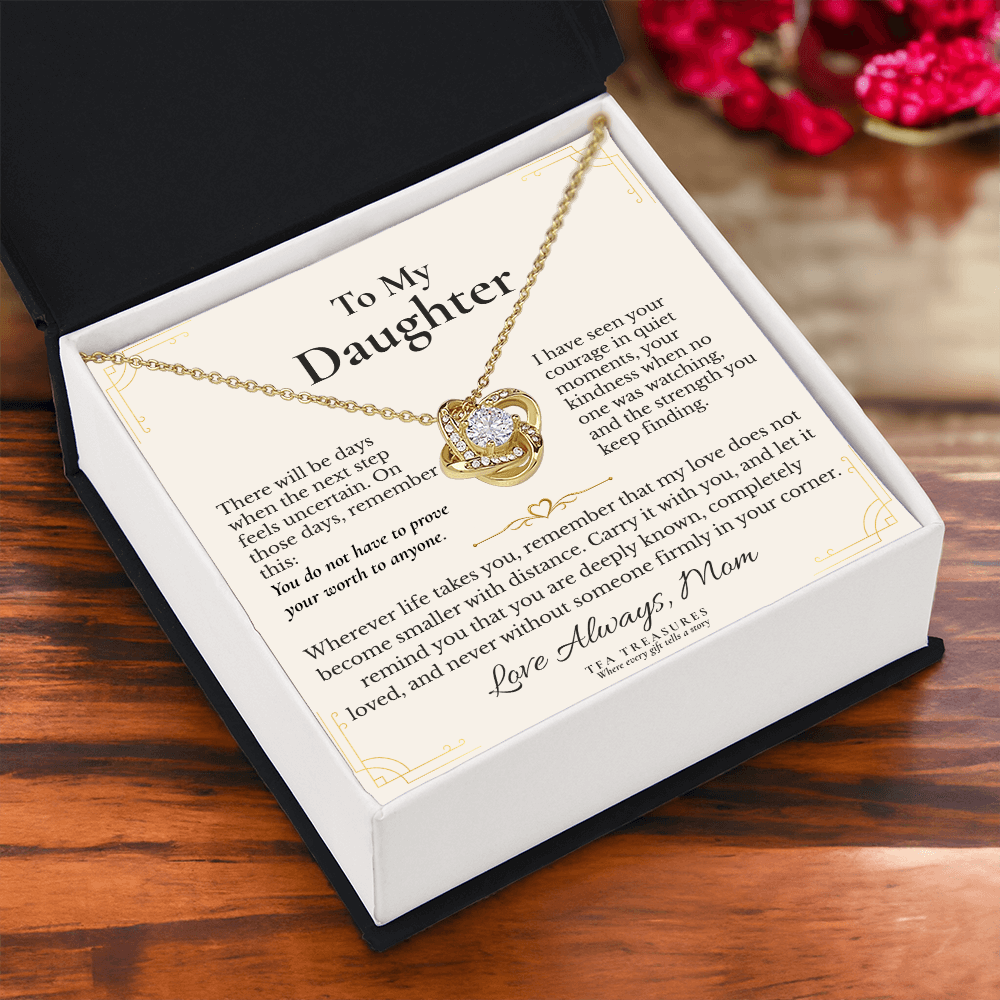 Beautiful Gift  For Daughter From Mom “For the Road Ahead” Love Knot Necklace