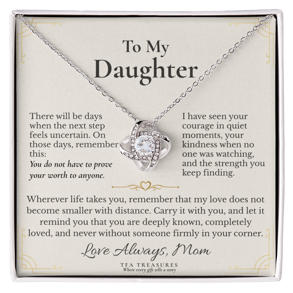 Beautiful Gift  For Daughter From Mom “For the Road Ahead” Love Knot Necklace
