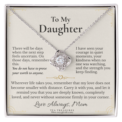 Beautiful Gift  For Daughter From Mom “For the Road Ahead” Love Knot Necklace