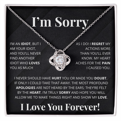 Romantic Apology Gift for Her -  I regret my Hurtful actions - Love Knot Necklace
