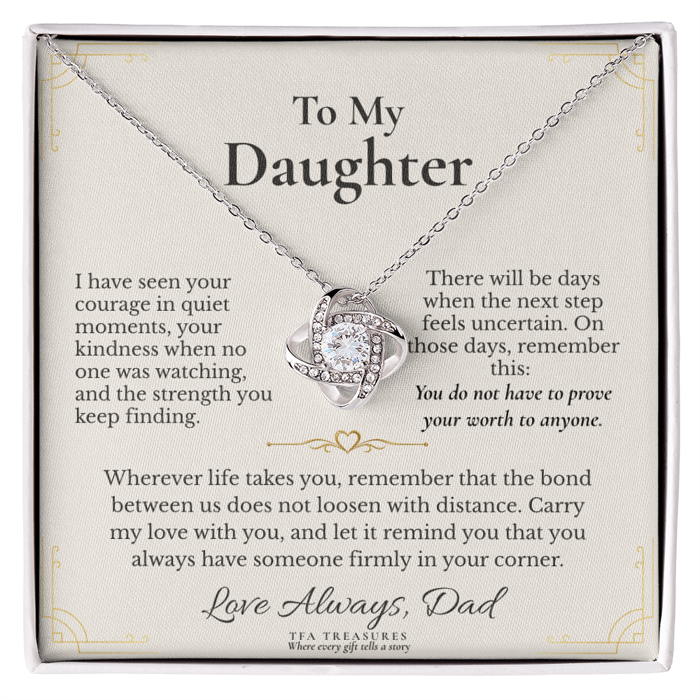 To My Daughter: "For the Road Ahead" Love Knot Necklace — From Dad