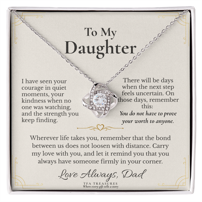 To My Daughter: "For the Road Ahead" Love Knot Necklace — From Dad