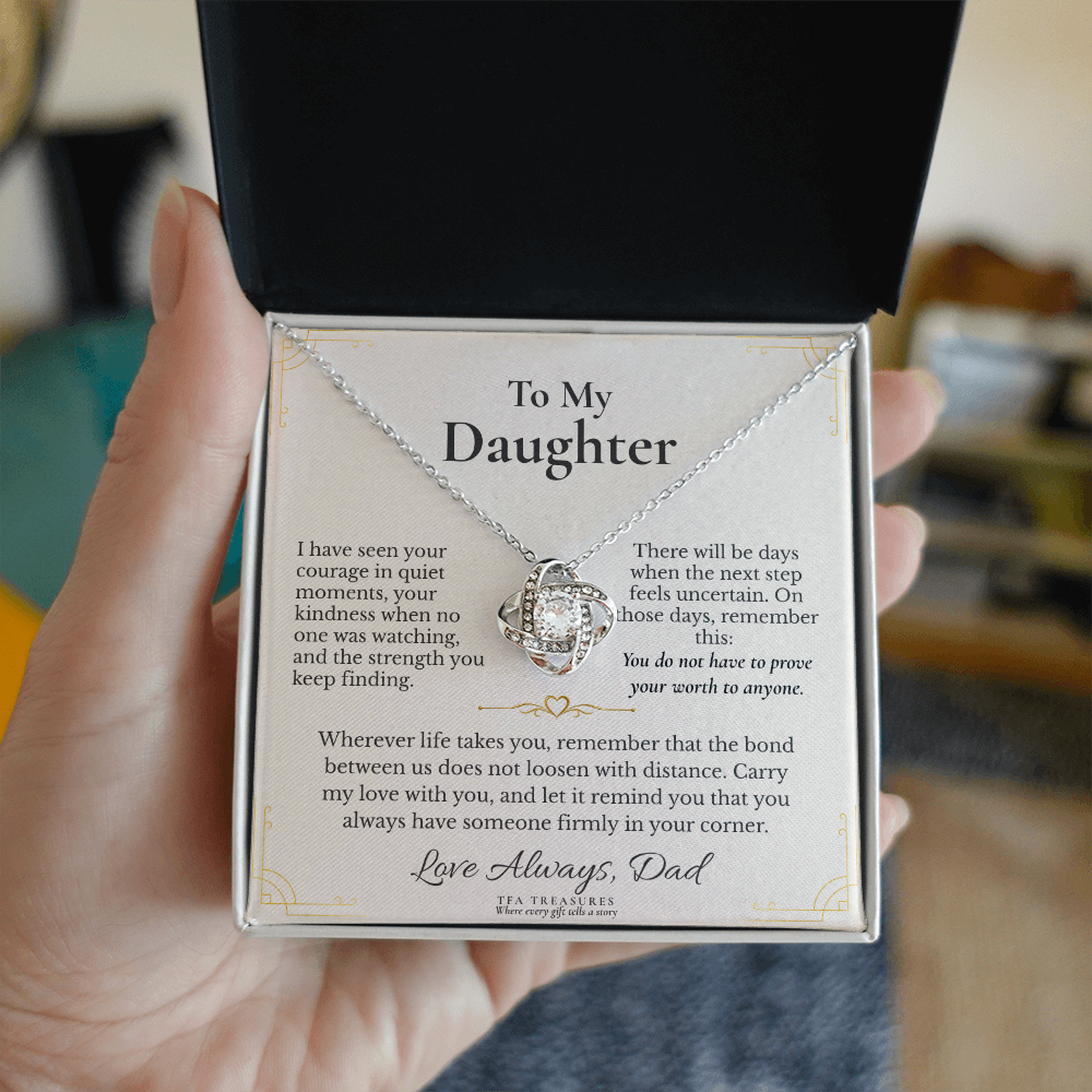 To My Daughter: "For the Road Ahead" Love Knot Necklace — From Dad