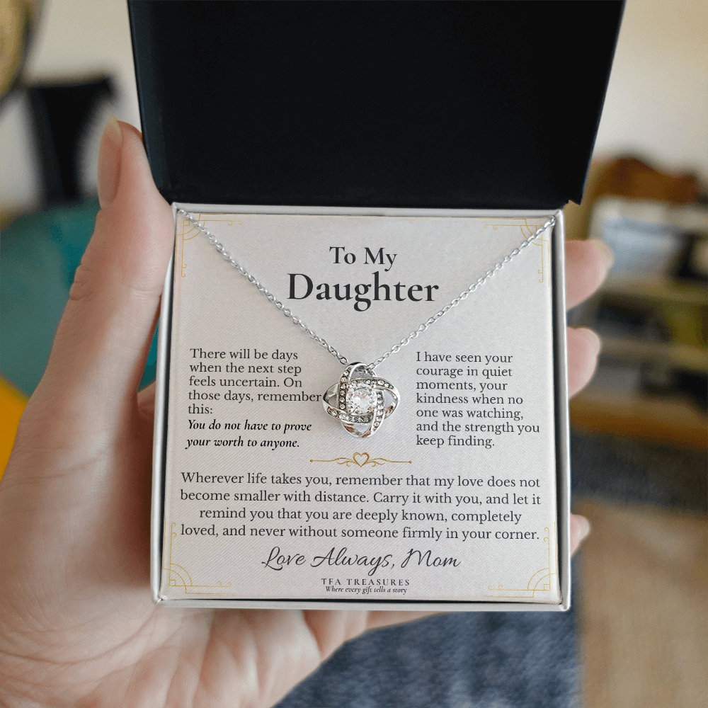 Beautiful Gift  For Daughter From Mom “For the Road Ahead” Love Knot Necklace
