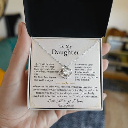 Beautiful Gift  For Daughter From Mom “For the Road Ahead” Love Knot Necklace