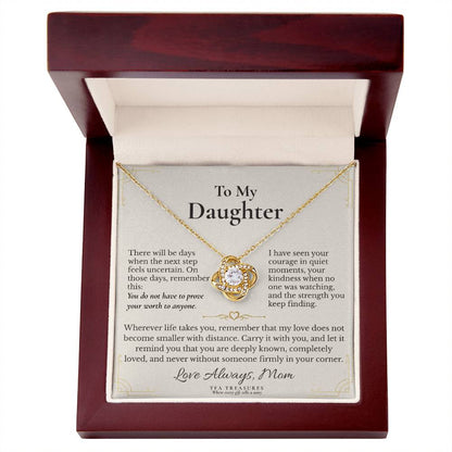 Beautiful Gift  For Daughter From Mom “For the Road Ahead” Love Knot Necklace