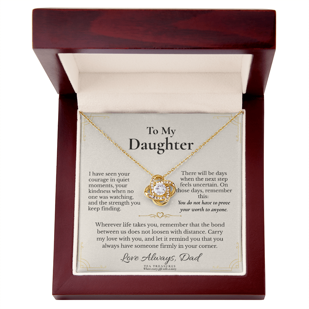 To My Daughter: "For the Road Ahead" Love Knot Necklace — From Dad