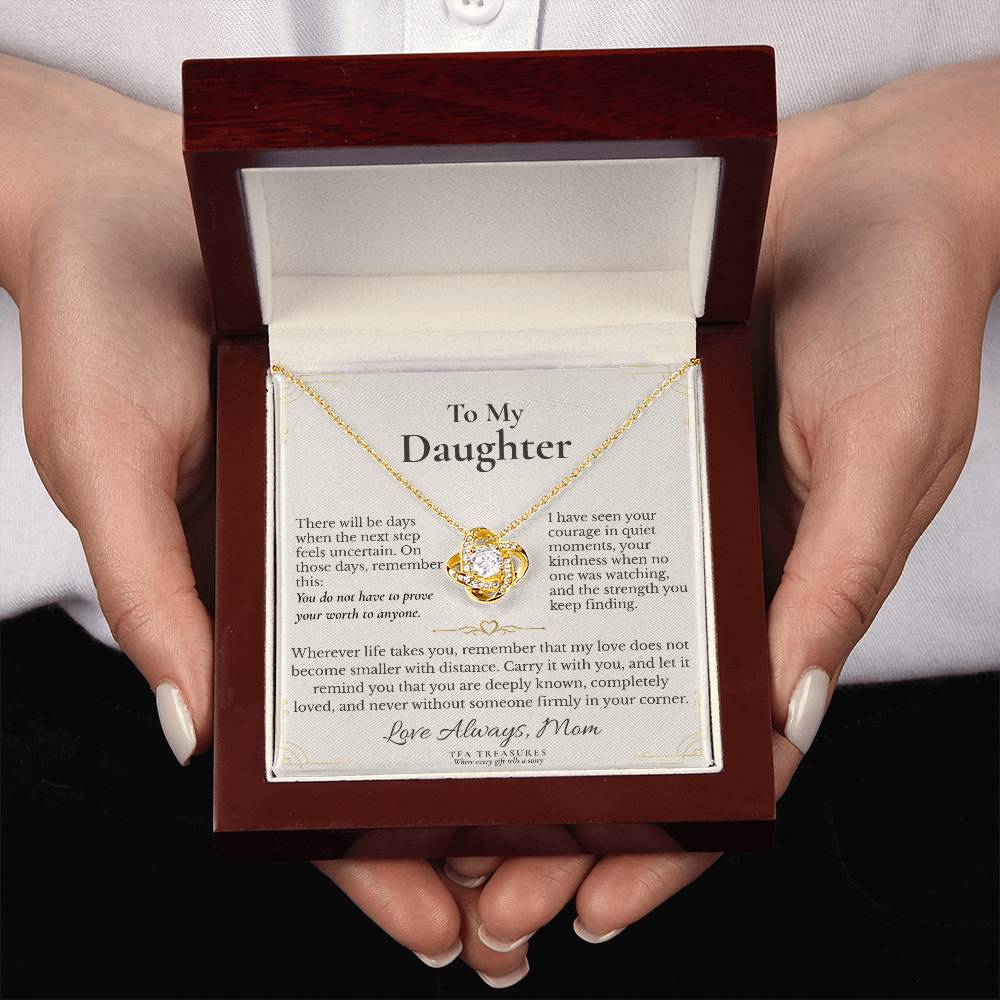 Beautiful Gift  For Daughter From Mom “For the Road Ahead” Love Knot Necklace