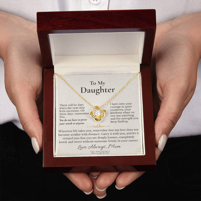 Beautiful Gift  For Daughter From Mom “For the Road Ahead” Love Knot Necklace