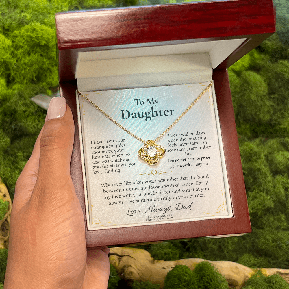 To My Daughter: "For the Road Ahead" Love Knot Necklace — From Dad