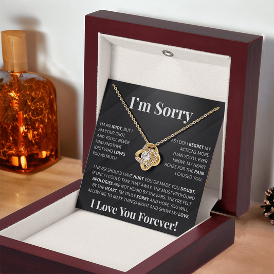 Romantic Apology Gift for Her -  I regret my Hurtful actions - Love Knot Necklace