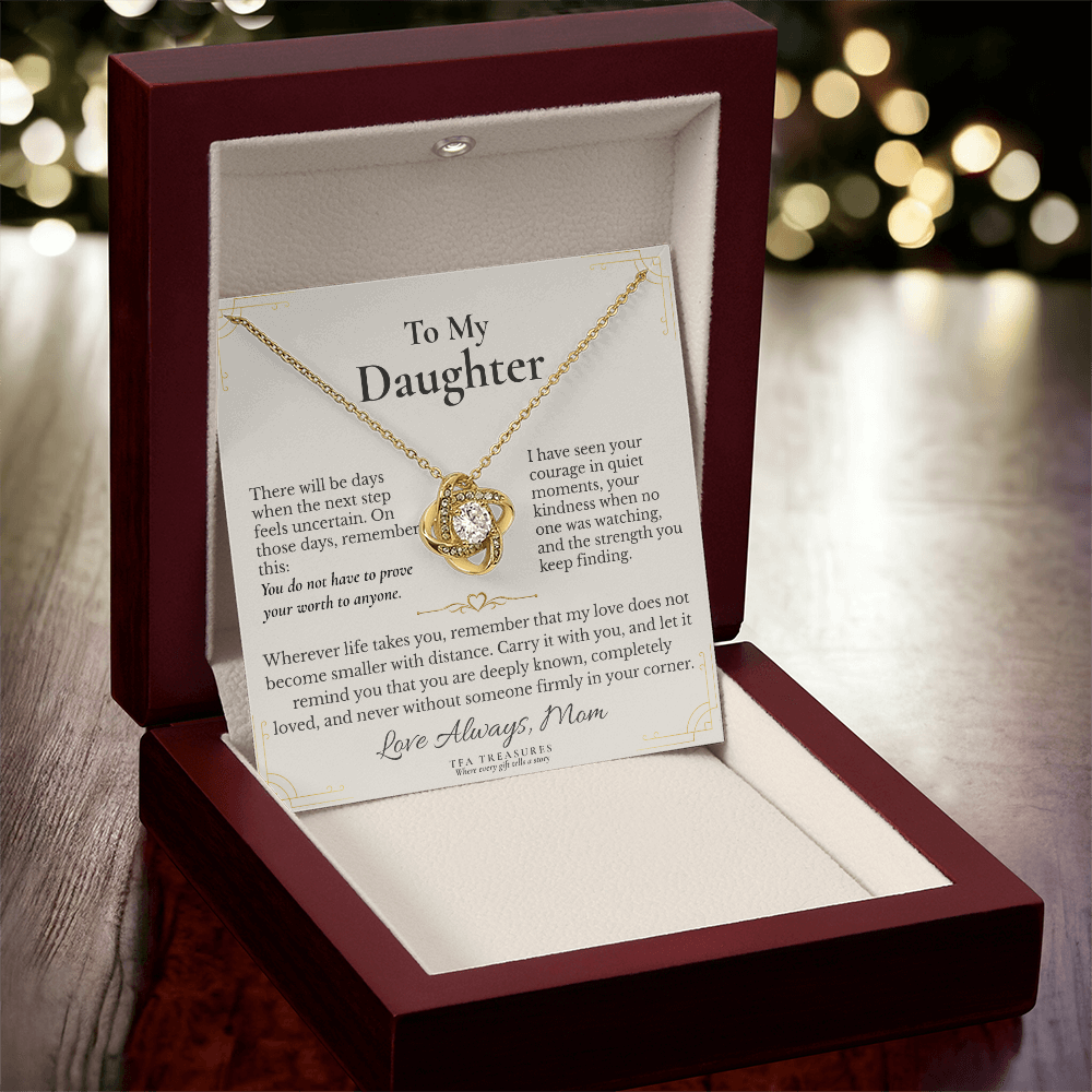 Beautiful Gift  For Daughter From Mom “For the Road Ahead” Love Knot Necklace