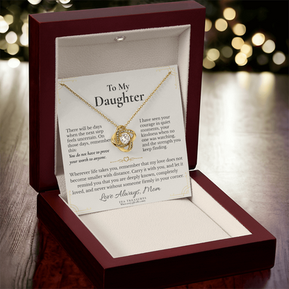 Beautiful Gift  For Daughter From Mom “For the Road Ahead” Love Knot Necklace