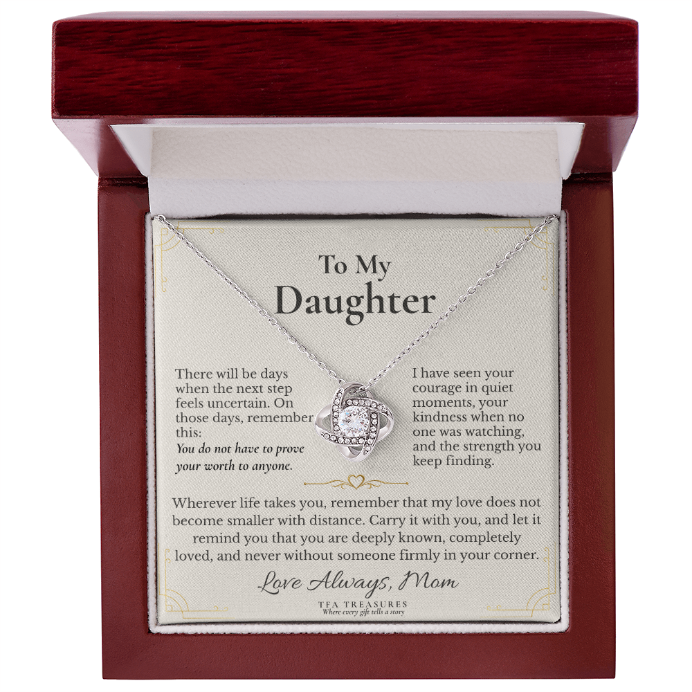 Beautiful Gift  For Daughter From Mom “For the Road Ahead” Love Knot Necklace