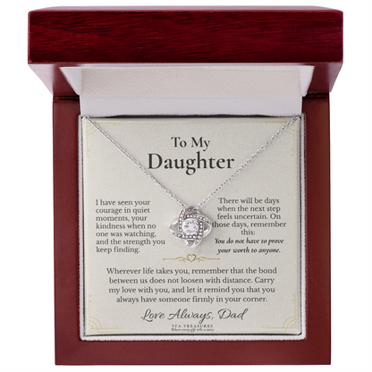 To My Daughter: "For the Road Ahead" Love Knot Necklace — From Dad