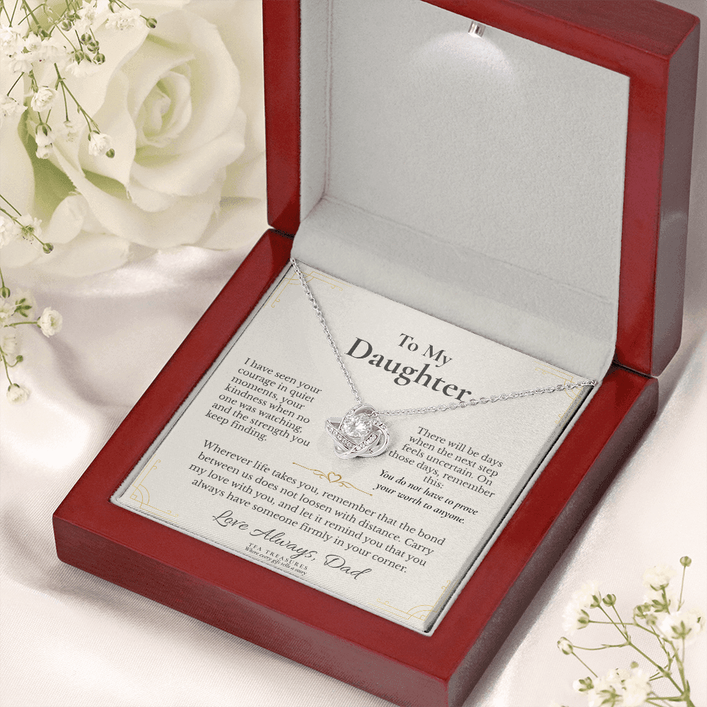 To My Daughter: "For the Road Ahead" Love Knot Necklace — From Dad