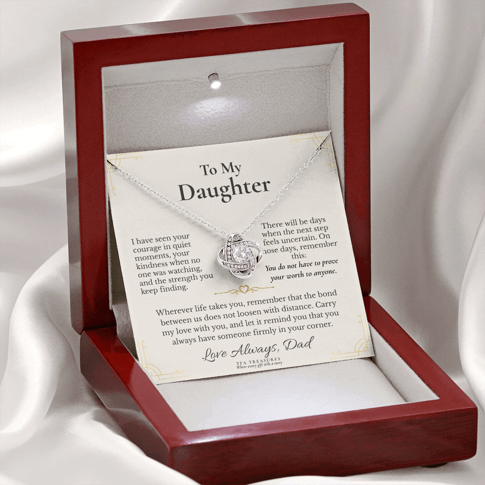 To My Daughter: "For the Road Ahead" Love Knot Necklace — From Dad