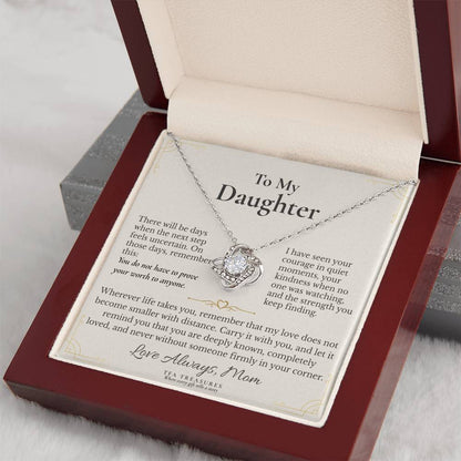 Beautiful Gift  For Daughter From Mom “For the Road Ahead” Love Knot Necklace