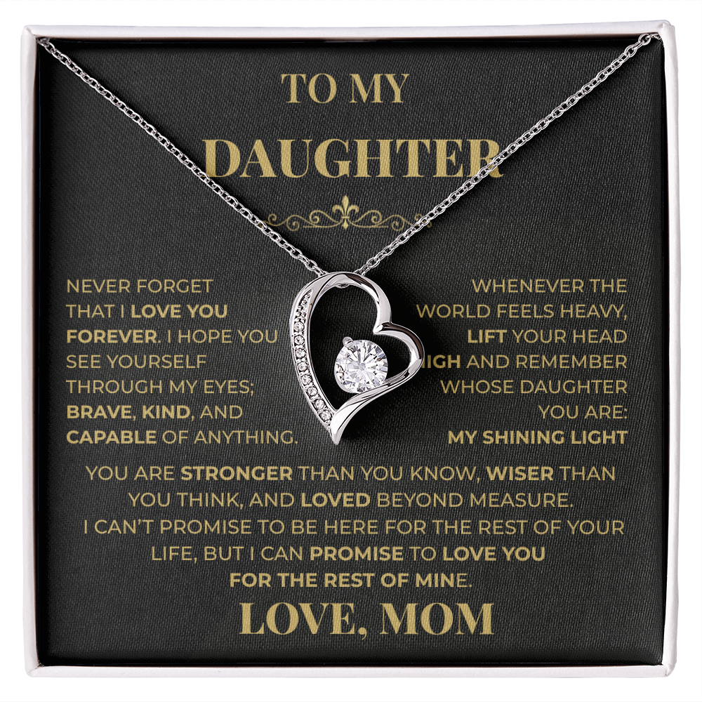 Beautiful Gift for Daughter From Mom "Never Forget That I Love You" Necklace