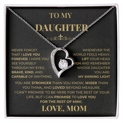 Beautiful Gift for Daughter From Mom "Never Forget That I Love You" Necklace