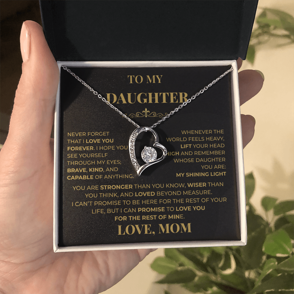 Beautiful Gift for Daughter From Mom "Never Forget That I Love You" Necklace